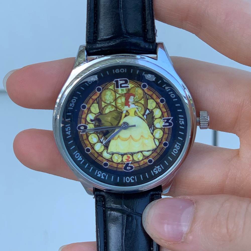 Beauty and the Beast Face Black Strap Wrist Watch